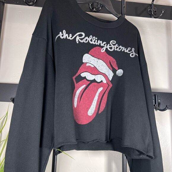 The Rolling Stones santa hat cropped sweatshirt black size XXL - Picture 7 of 12